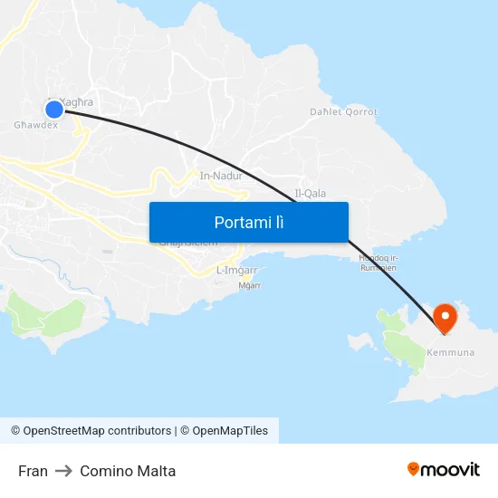 Fran to Comino Malta map