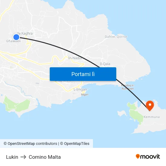Lukin to Comino Malta map