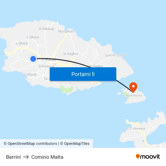 Berrini to Comino Malta map