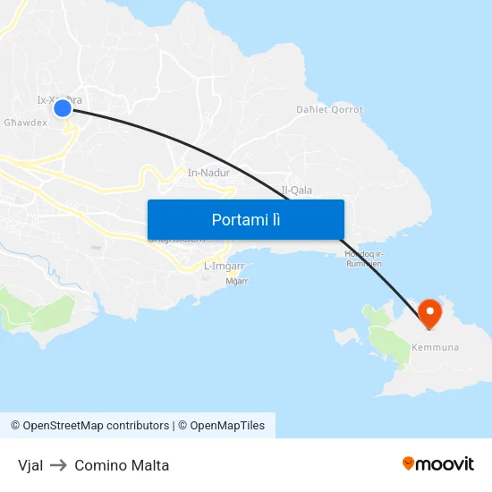 Vjal to Comino Malta map