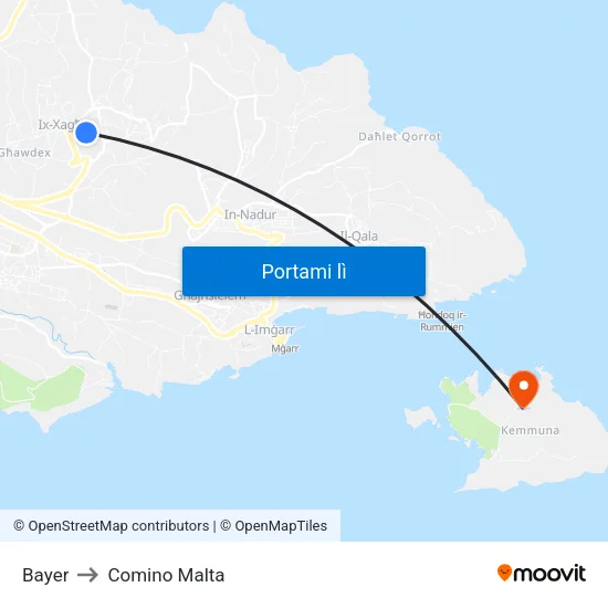 Bayer to Comino Malta map