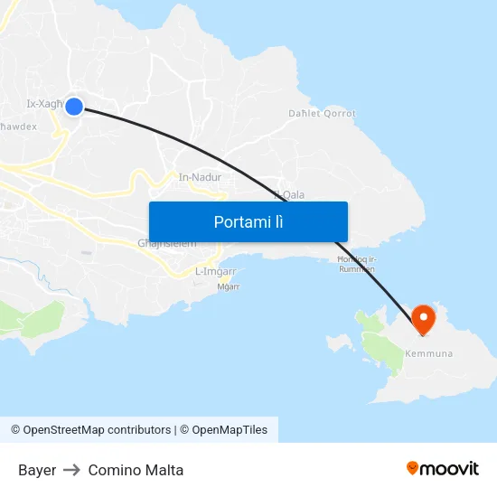 Bayer to Comino Malta map
