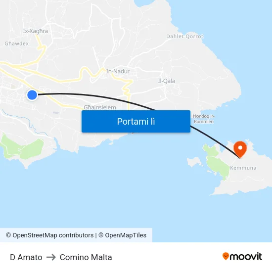D Amato to Comino Malta map