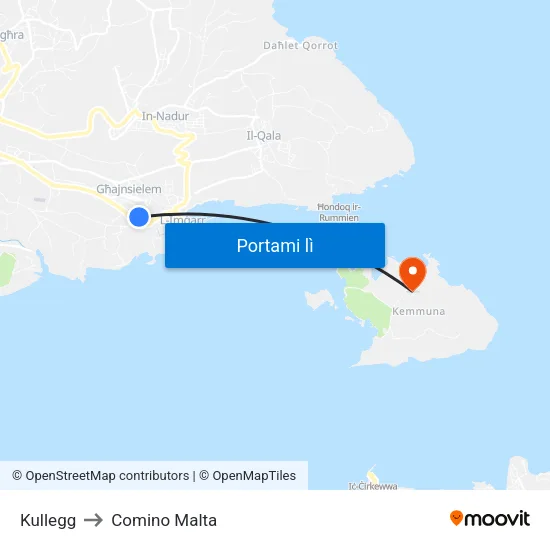 Kullegg to Comino Malta map