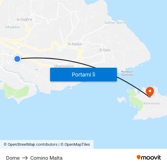 Dome to Comino Malta map
