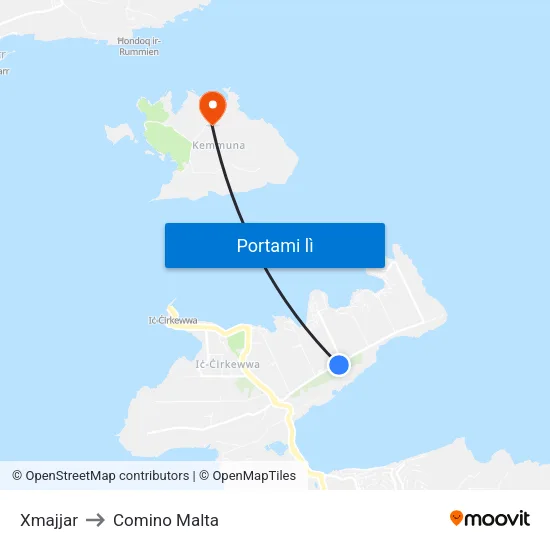Xmajjar to Comino Malta map
