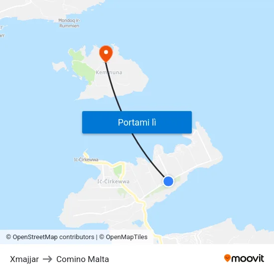 Xmajjar to Comino Malta map