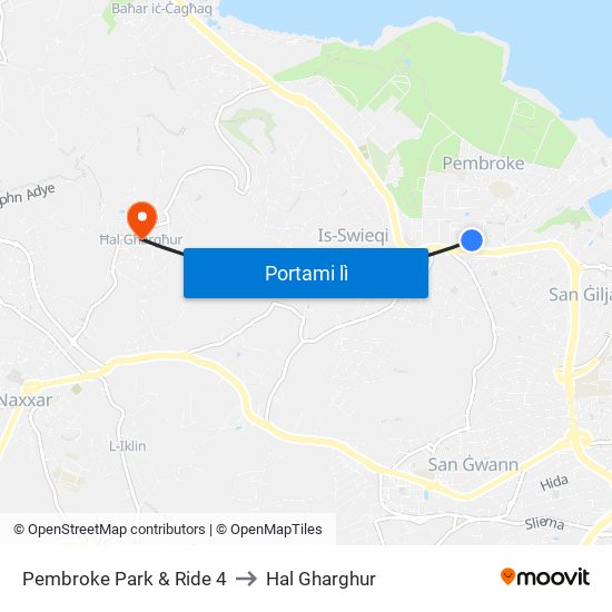Pembroke Park & Ride 4 to Hal Gharghur map