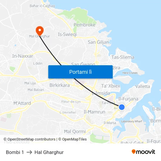 Bombi 1 to Hal Gharghur map