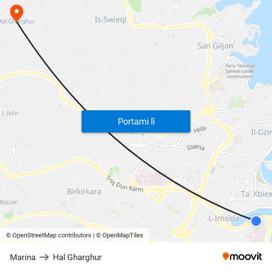 Marina to Hal Gharghur map