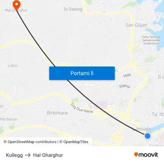 Kullegg to Hal Gharghur map