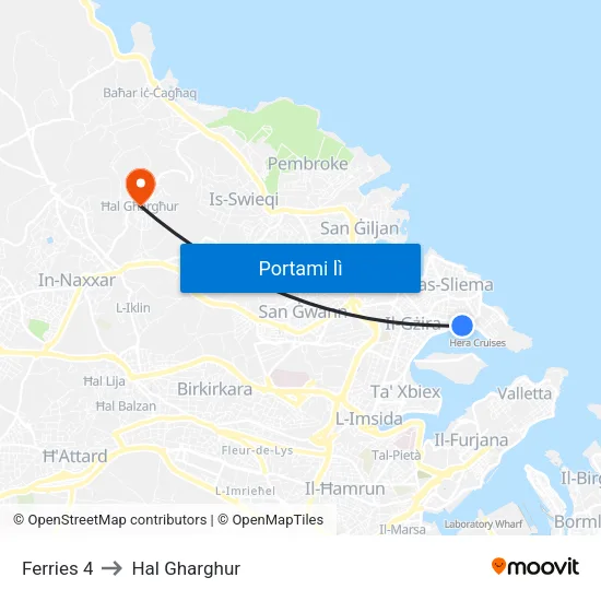 Ferries 4 to Hal Gharghur map