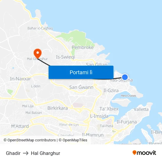 Ghadir to Hal Gharghur map