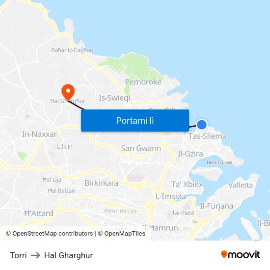 Torri to Hal Gharghur map