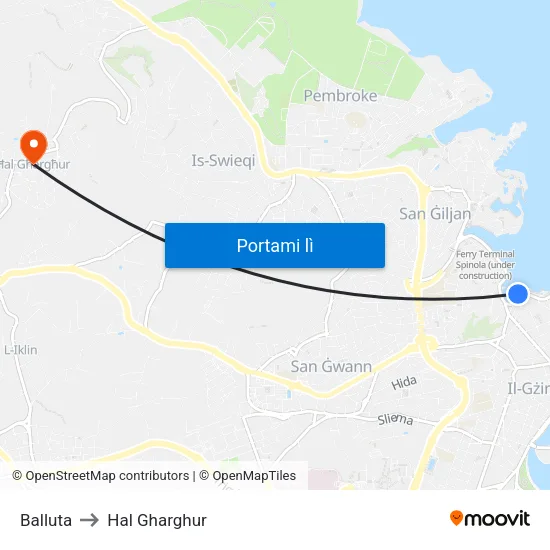Balluta to Hal Gharghur map