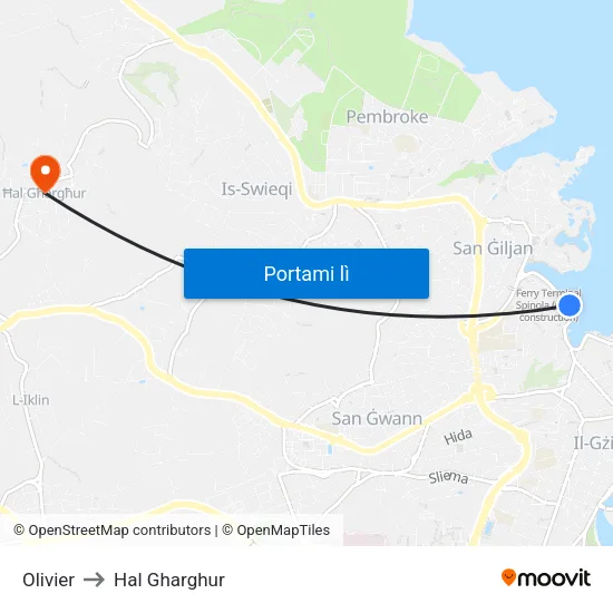 Olivier to Hal Gharghur map