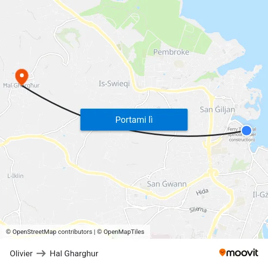 Olivier to Hal Gharghur map