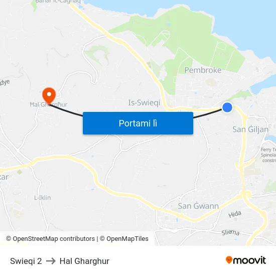 Swieqi 2 to Hal Gharghur map