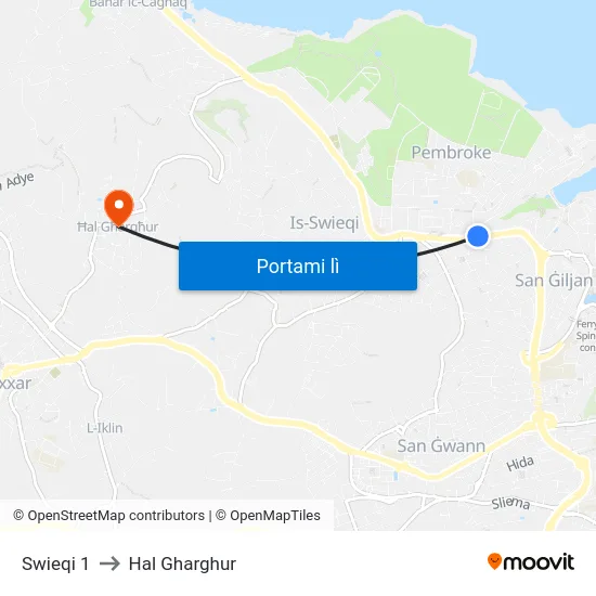 Swieqi 1 to Hal Gharghur map