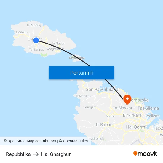 Repubblika to Hal Gharghur map