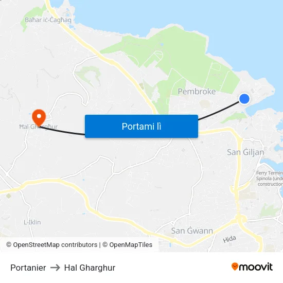 Portanier to Hal Gharghur map