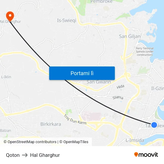 Qoton to Hal Gharghur map