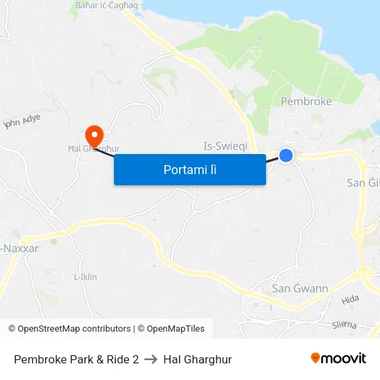 Pembroke Park & Ride 2 to Hal Gharghur map