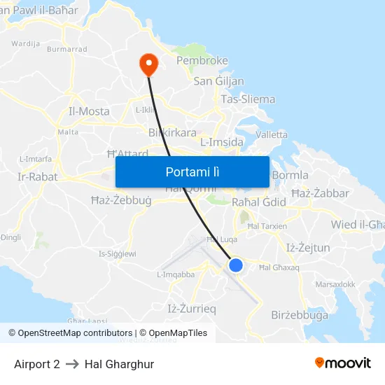 Airport 2 to Hal Gharghur map
