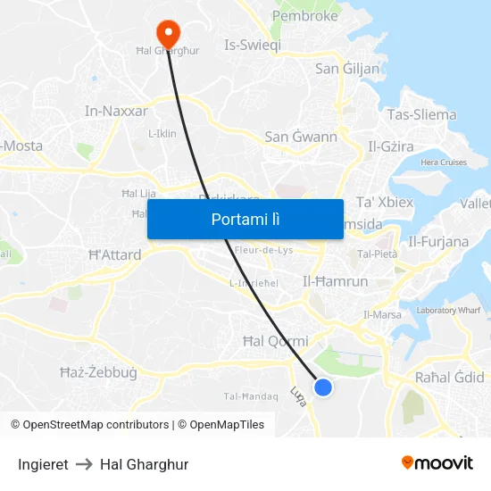 Ingieret to Hal Gharghur map