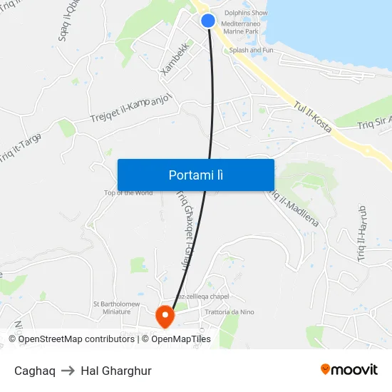 Caghaq to Hal Gharghur map