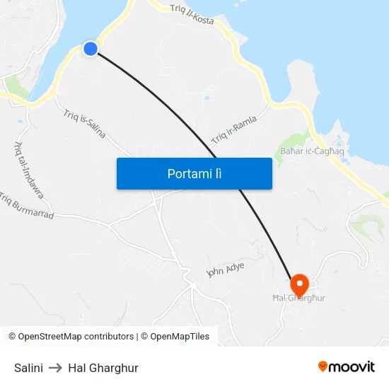 Salini to Hal Gharghur map