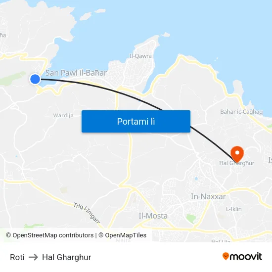 Roti to Hal Gharghur map