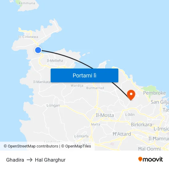 Ghadira to Hal Gharghur map