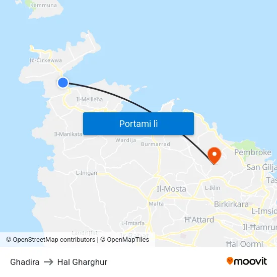 Ghadira to Hal Gharghur map