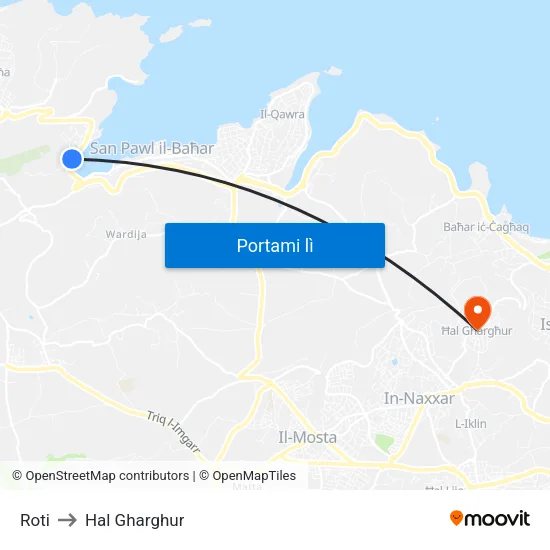 Roti to Hal Gharghur map