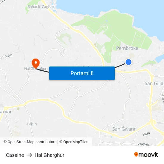 Cassino to Hal Gharghur map