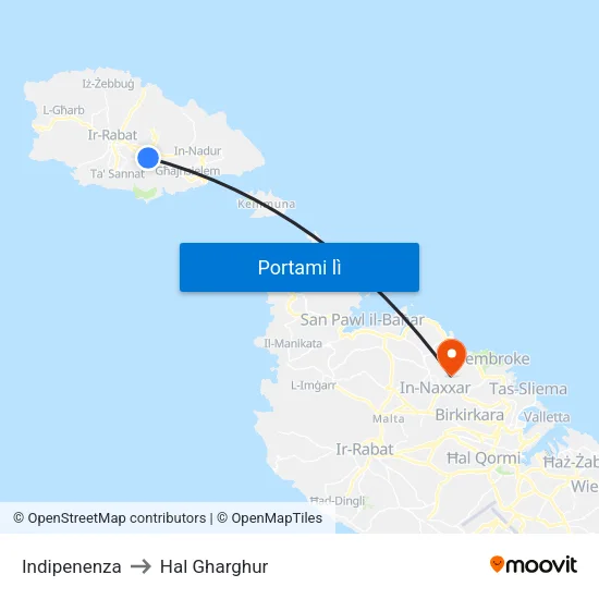 Indipenenza to Hal Gharghur map