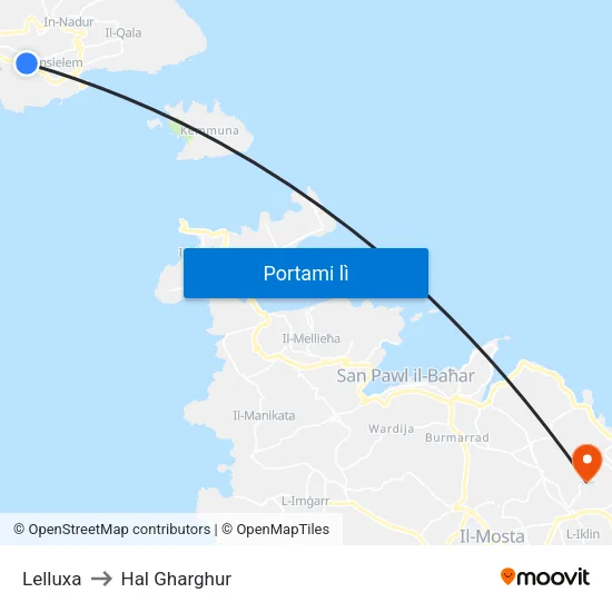 Lelluxa to Hal Gharghur map
