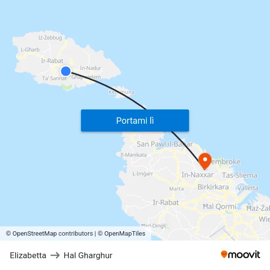 Elizabetta to Hal Gharghur map