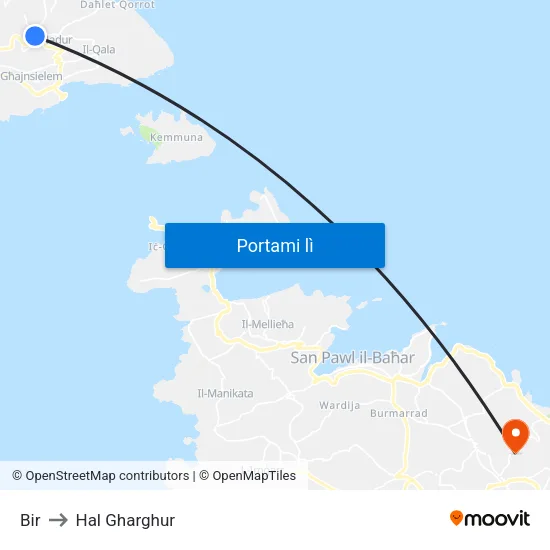 Bir to Hal Gharghur map