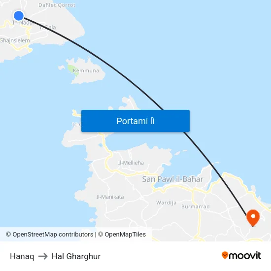 Hanaq to Hal Gharghur map