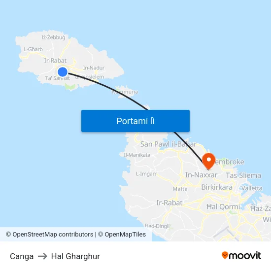 Canga to Hal Gharghur map