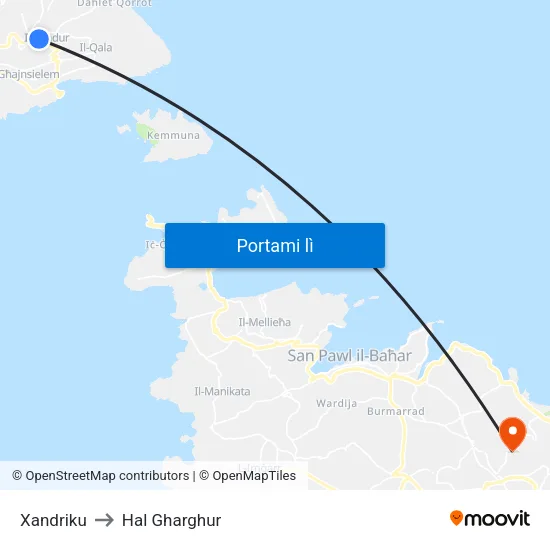 Xandriku to Hal Gharghur map