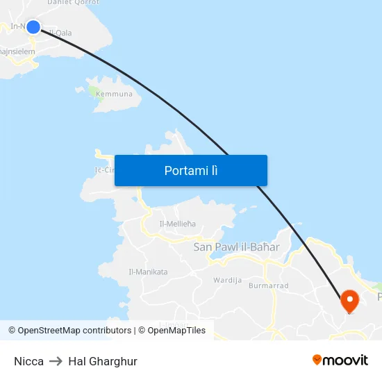 Nicca to Hal Gharghur map