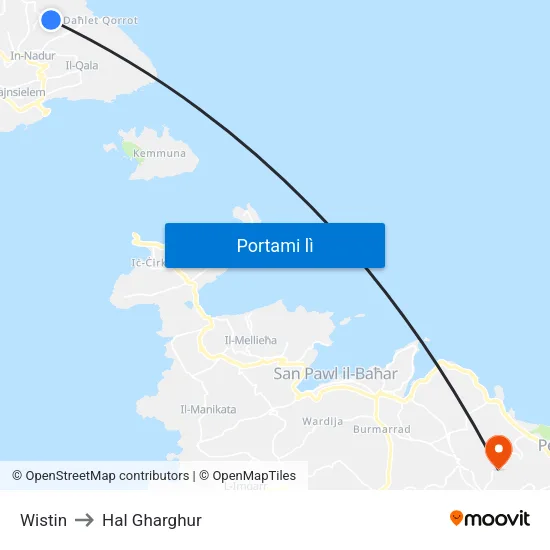 Wistin to Hal Gharghur map