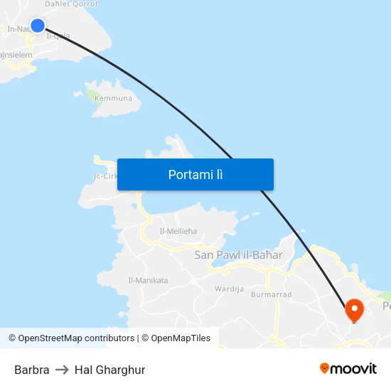 Barbra to Hal Gharghur map