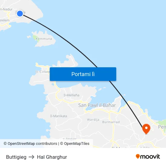 Buttigieg to Hal Gharghur map