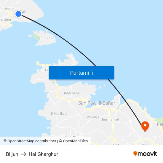 Biljun to Hal Gharghur map