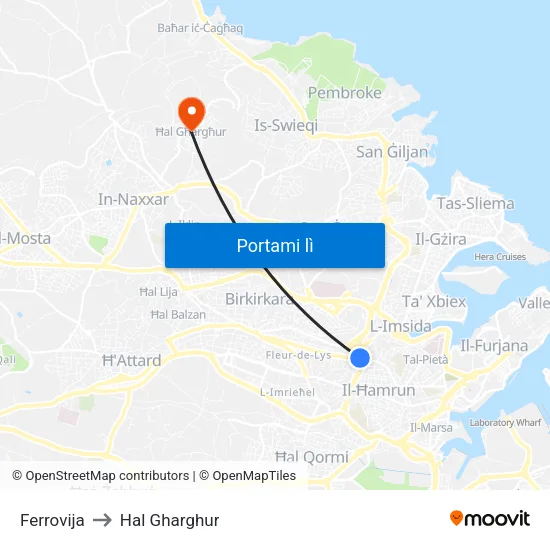 Ferrovija to Hal Gharghur map