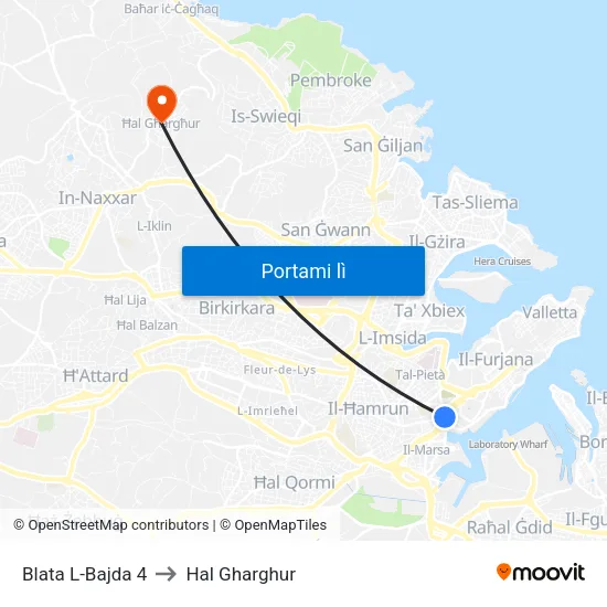 Blata L-Bajda 4 to Hal Gharghur map
